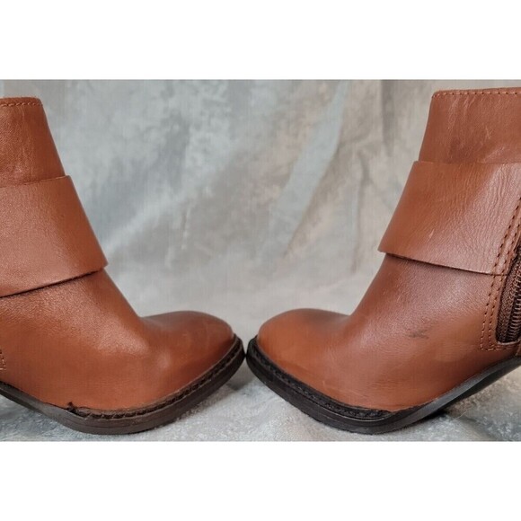 Steven by Steve Madden Fairlow Heeled Cognac Chunky Bootie Strap women Sz 6 EUC! - Picture 12 of 12